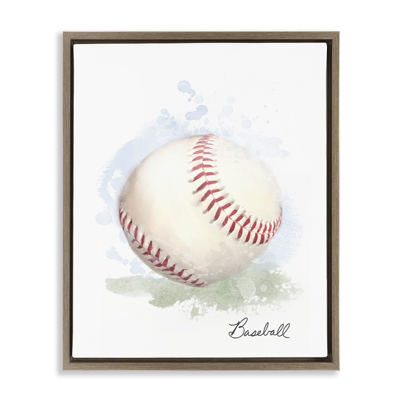 Stupell Industries Soft Pastel Baseball Floating Frame Design by Matthew Piotrowicz